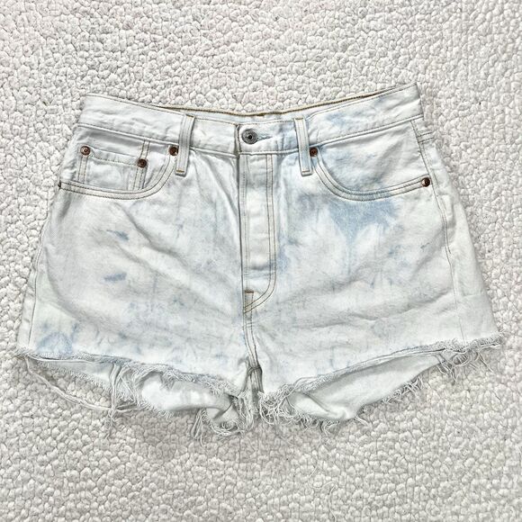 Levi’s 501 Women’s Denim Cutoff Shorts W29 Light Wash High Rise Frayed Hem - Picture 1 of 8